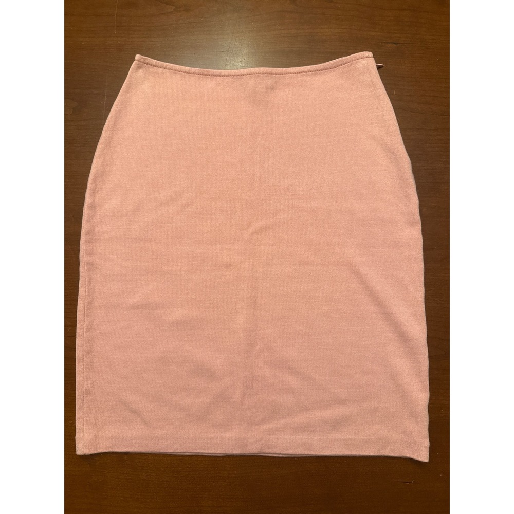 St. John black label skirt mini wool blend Size 4 pink side-zip pencil